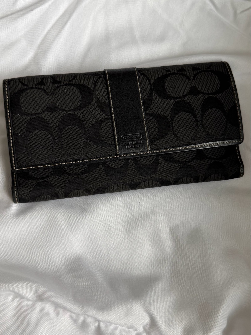 Coach Black Signature Canvas Continental Clutch Wallet